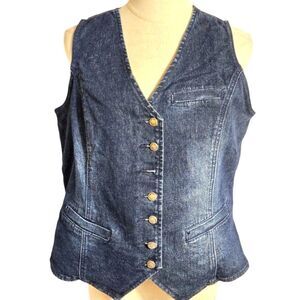 DG2 Diane Gilman Vintage  Dark Wash Denim Vest